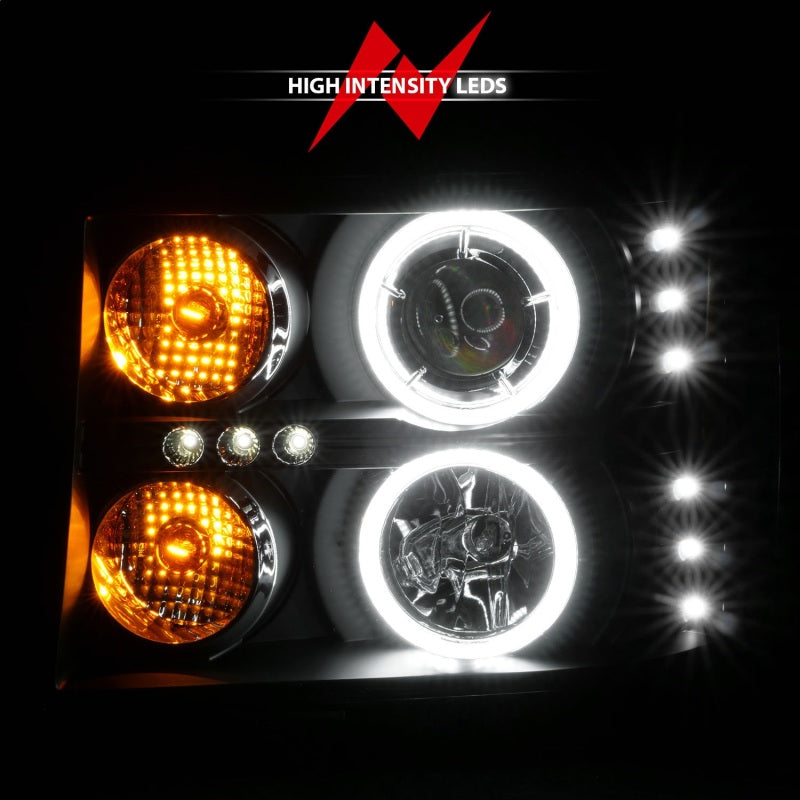 Load image into Gallery viewer, ANZO 2007-2013 Gmc Sierra 1500 Projector Headlights w/ Halo Black
