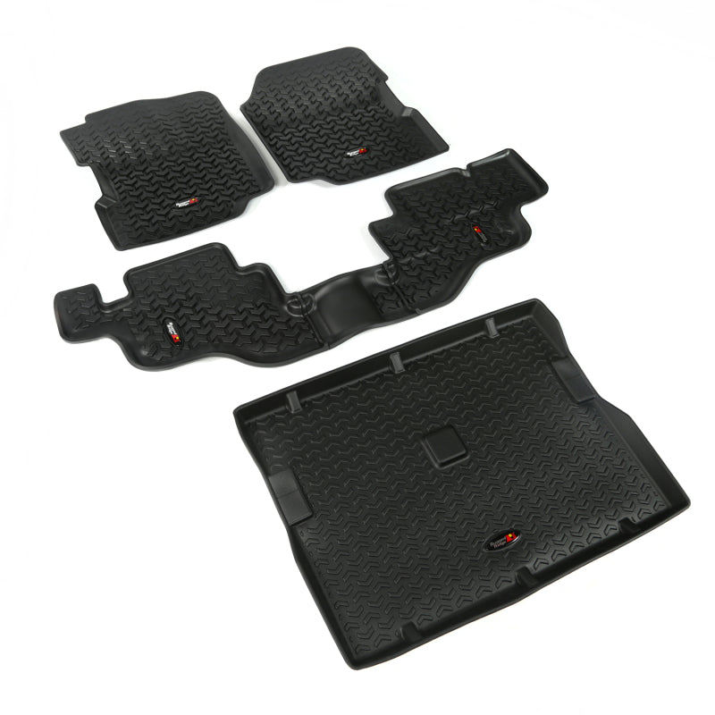 Load image into Gallery viewer, Rugged Ridge Floor Liner Front/Rear/Cargo Black 1976-1995 Jeep Wrangler / CJ
