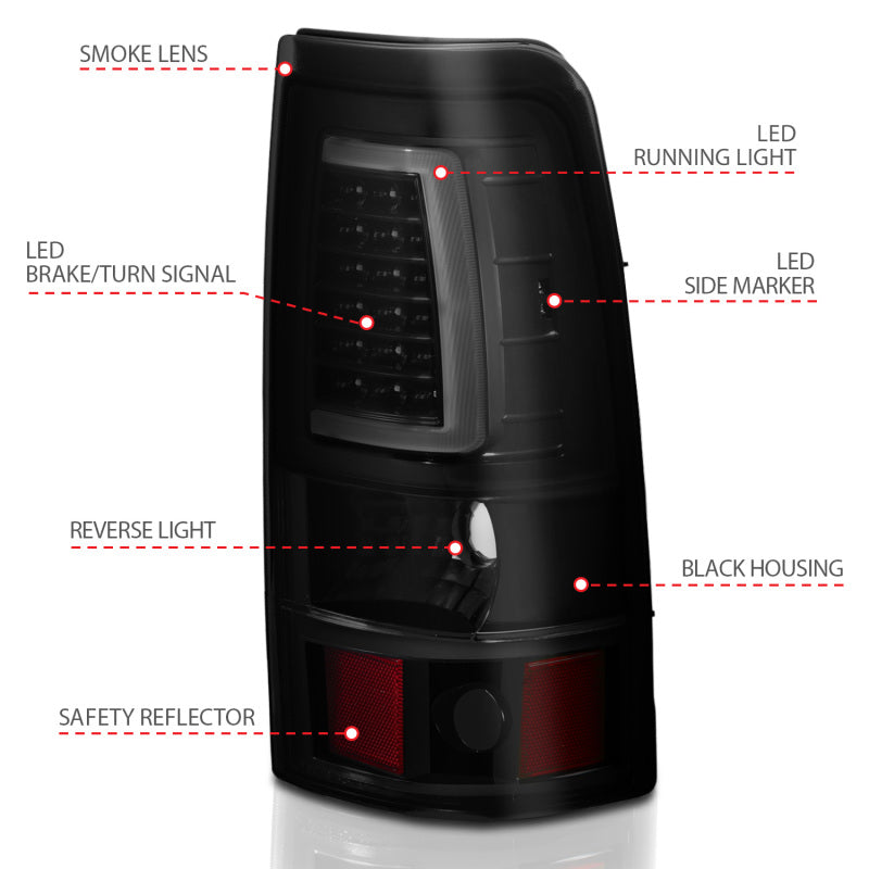 Load image into Gallery viewer, ANZO 1999-2002 Chevy Silverado 1500 LED Taillights Plank Style Black w/Smoke Lens
