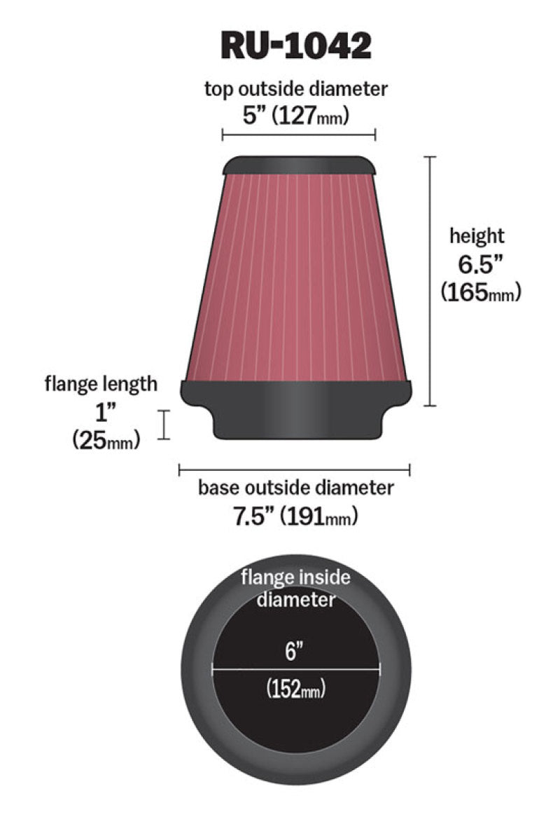 Load image into Gallery viewer, K&amp;N Universal Clamp-On Air Filter 6in FLG / 7-1/2in B / 5in T / 6-1/2in H
