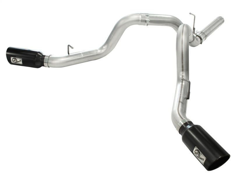 Load image into Gallery viewer, aFe MachForce XP Exhaust 4inch DP-Back All SS 2011-14 GM Diesel Trucks V8-6.6L LML Black Tips
