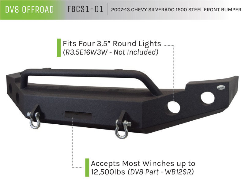 Load image into Gallery viewer, DV8 Offroad 07-13 Chevrolet Silverado 1500 Front Bumper - Black Powdercoat
