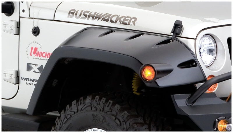 Load image into Gallery viewer, Bushwacker 07-18 Jeep Wrangler Max Pocket Style Flares 2pc Extended Coverage - Black
