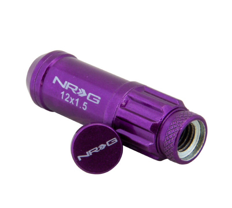 Load image into Gallery viewer, NRG 700 Series M12 X 1.5 Steel Lug Nut w/Dust Cap Cover Set 21 Pc w/Locks &amp; Lock Socket - Purple
