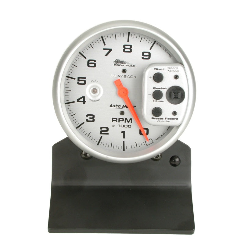 Load image into Gallery viewer, Autometer Pro-Cycle Gauge Tach 5in 9K Rpm Pedestal W/ Rpm Playback Silver Pro-Cycle

