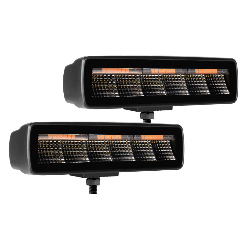 Load image into Gallery viewer, Go Rhino Xplor Blackout Combo Series Sixline LED Flood Lights w/Amber (Surface Mount) - Blk (Pair)
