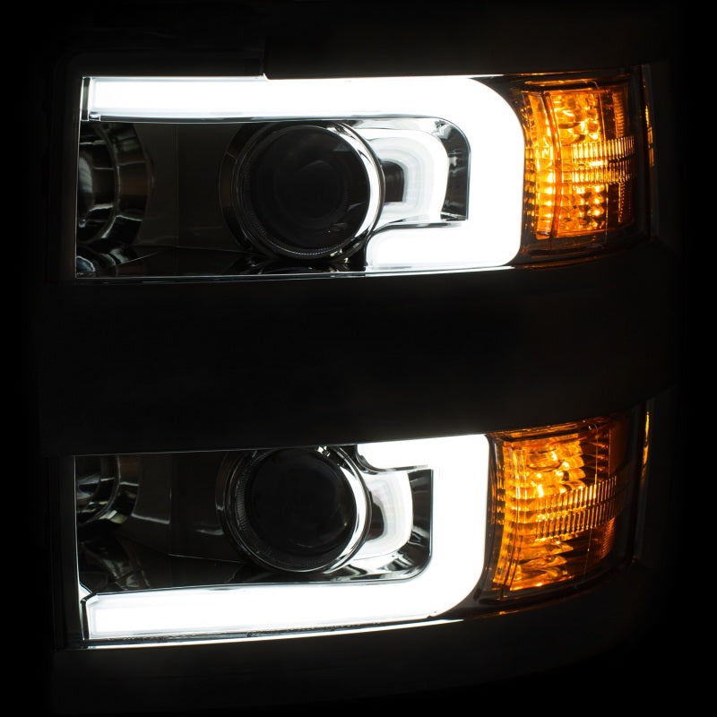Load image into Gallery viewer, ANZO 2015-2016 Chevrolet Silverado Projector Headlights w/ Plank Style Design Chrome w/ Amber
