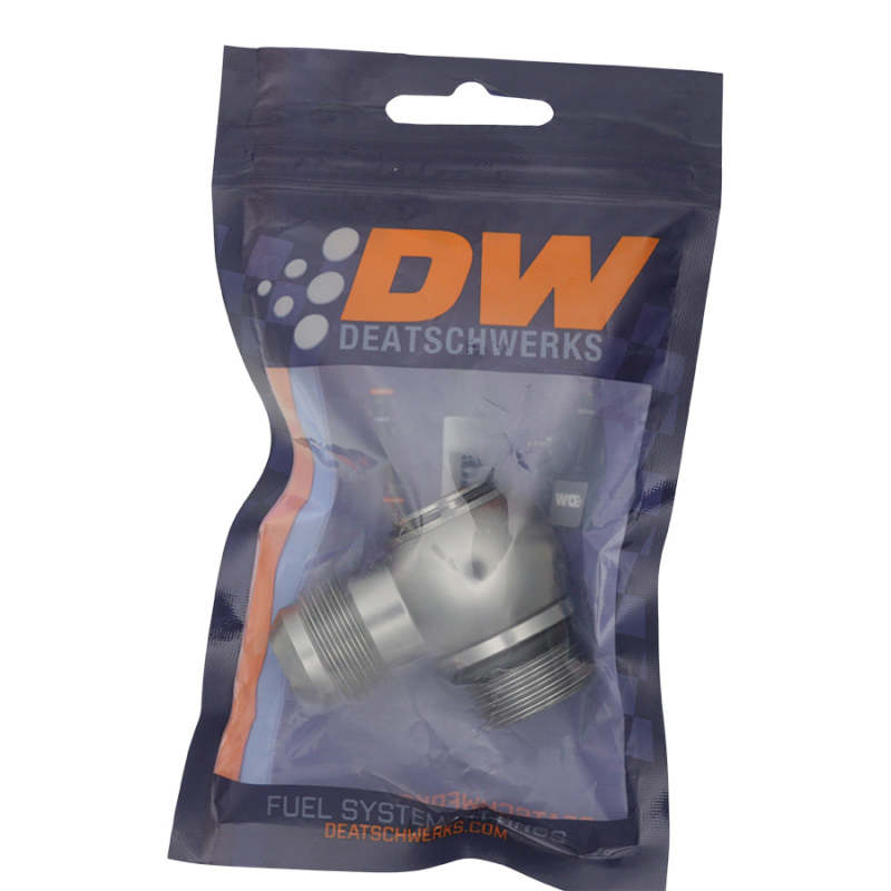 Load image into Gallery viewer, DeatschWerks 10AN ORB Male to 10AN Male Flare Low Profile 90-Degree Swivel - Anodized DW Titanium
