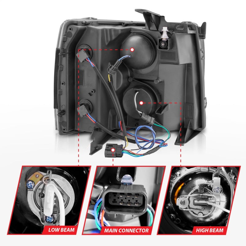 Load image into Gallery viewer, ANZO 2007-2013 Chevrolet Silverado 1500 Projector Headlights w/ Halo Black
