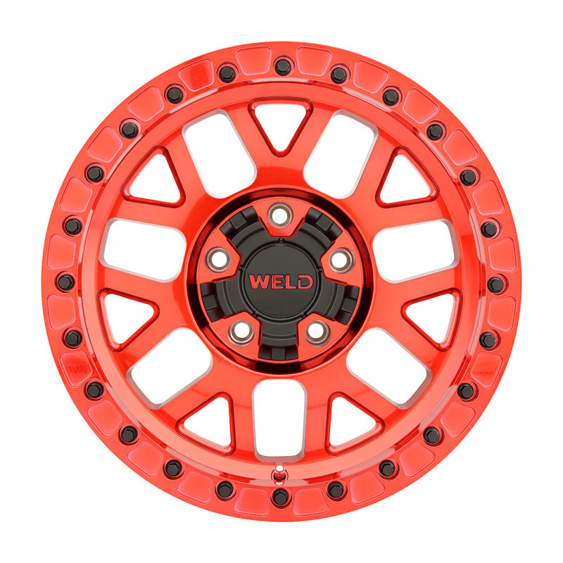 Load image into Gallery viewer, Weld Off-Road W905 17X9 Cinch Beadlock 5X127 5X139.7 ET-12 BS4.50 Candy Red / Red Ring 87.1
