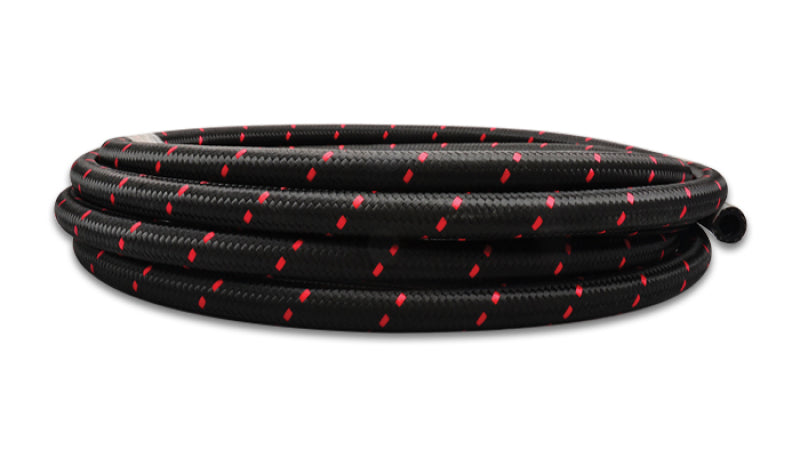 Load image into Gallery viewer, Vibrant -8 AN Two-Tone Black/Red Nylon Braided Flex Hose (2 foot roll)
