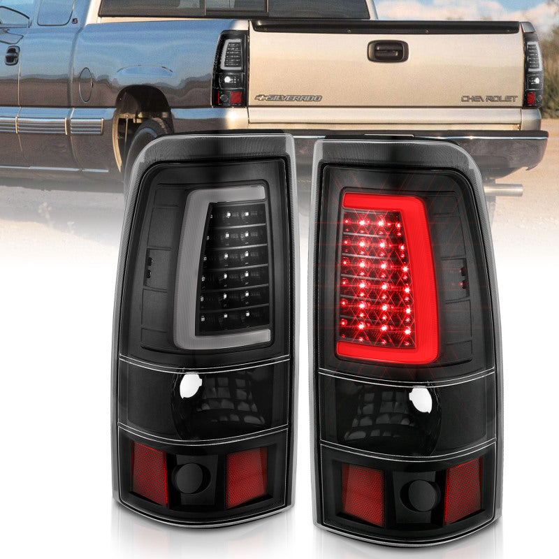 Load image into Gallery viewer, ANZO 2003-2006 Chevy Silverado 1500 LED Taillights Plank Style Black w/Clear Lens
