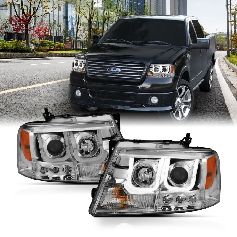 Load image into Gallery viewer, ANZO 2004-2008 Ford F-150 Projector Headlights w/ U-Bar Chrome
