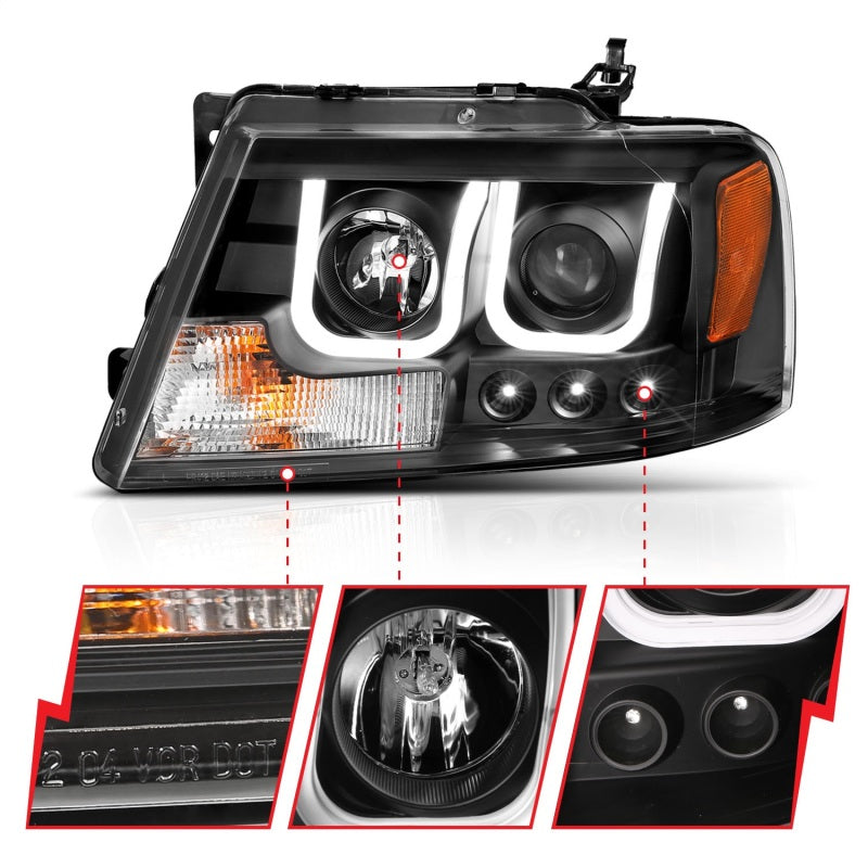 Load image into Gallery viewer, ANZO 2004-2008 Ford F-150 Projector Headlights w/ U-Bar Black
