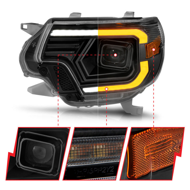 Load image into Gallery viewer, ANZO 12-15 Toyota Tacoma Projector Headlights - w/ Light Bar Switchback Black Housing
