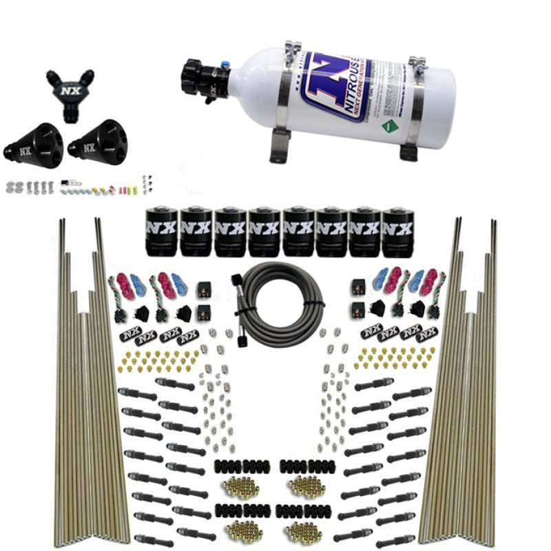 Load image into Gallery viewer, Nitrous Express 8 Cyl Dry Direct Port Four Stage 8 Solenoids Nitrous Kit (200-600HP) w/5lb Bottle
