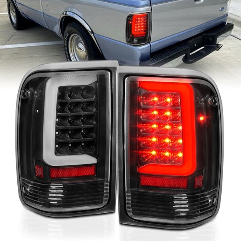 Load image into Gallery viewer, ANZO 1993-1997 Ford  Ranger LED Tail Lights w/ Light Bar Black Housing Clear Lens
