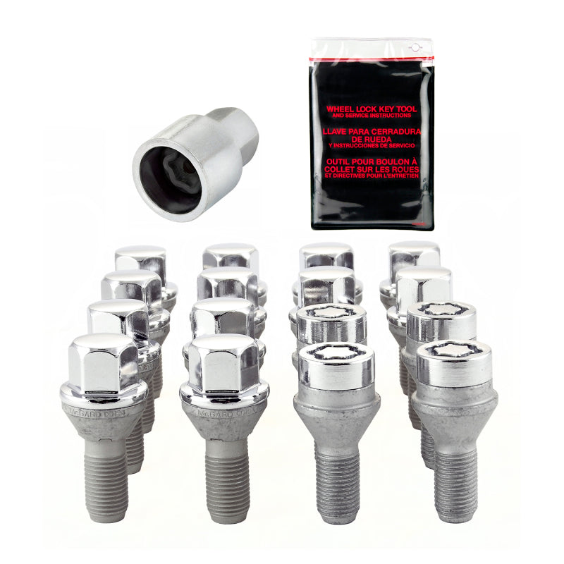 Load image into Gallery viewer, McGard 4 Lug Hex Install Kit w/Locks (Cone Seat Bolt) M12X1.25 / 17mm Hex / 22.0mm Shank L. - Chrome
