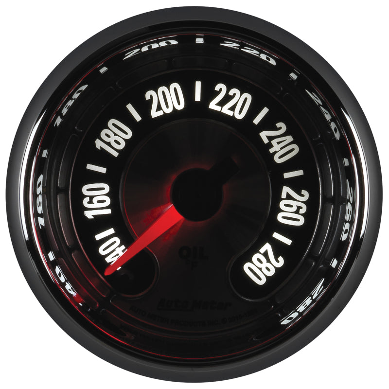 Load image into Gallery viewer, Autometer American Muscle 2-1/16in Full Sweep Electric Digital Stepper 140-280 Deg F Oil Temp Gauge
