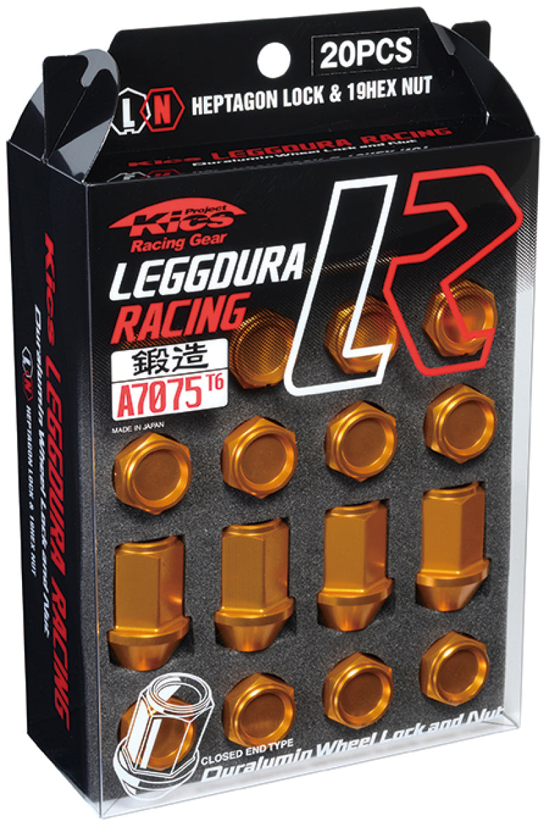 Load image into Gallery viewer, Project Kics 12x1.25 Leggdura Racing Lug Nuts - Yellow Gold w/Laser Logo (20 Pcs)
