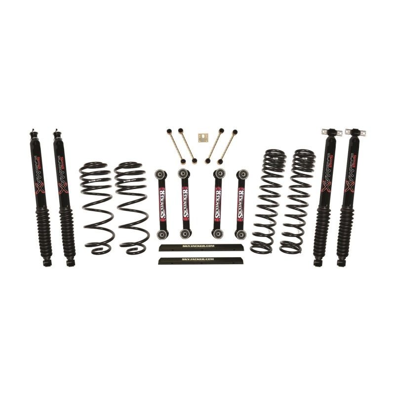 Load image into Gallery viewer, Skyjacker Jeep TJ/LJ 4in Dual Rate Long Travel Front/Rear Kit w/ Black Max Shocks
