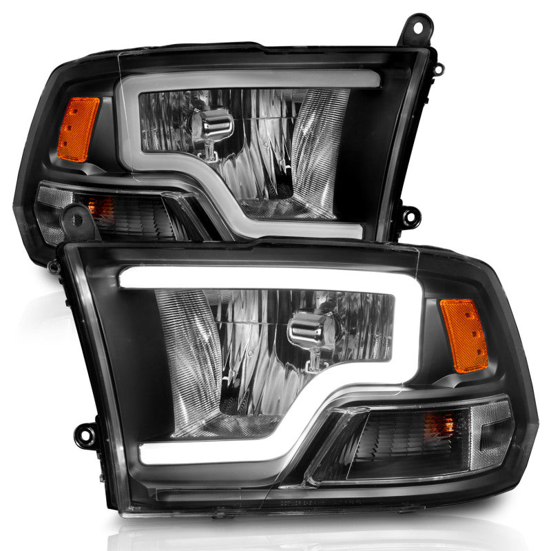 Load image into Gallery viewer, ANZO 2009-2018 Dodge Ram 1500 Crystal Headlights w/ Light Bar Black Housing
