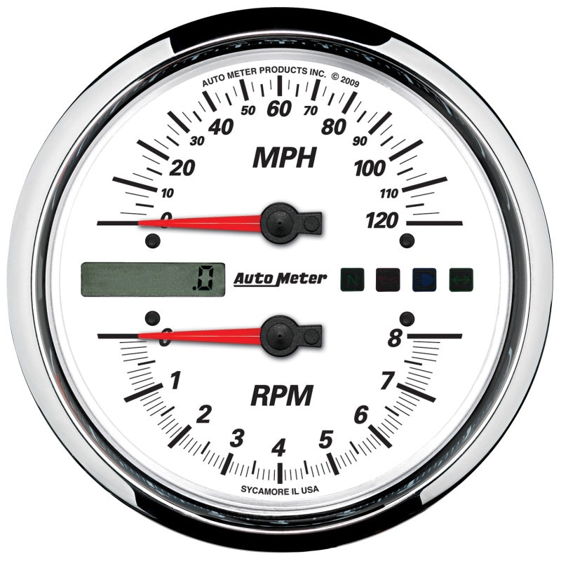 Load image into Gallery viewer, Autometer Pro-Cycle Gauge Tach/Speedo 4 1/2in 8K Rpm/120 Mph White
