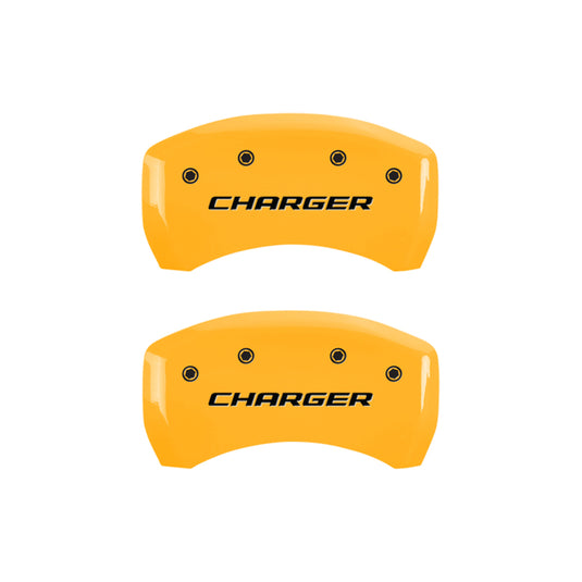 MGP 4 Caliper Covers Engraved Front & Rear Block/Charger Yellow Finish Black Char 2006 Dodge Charger