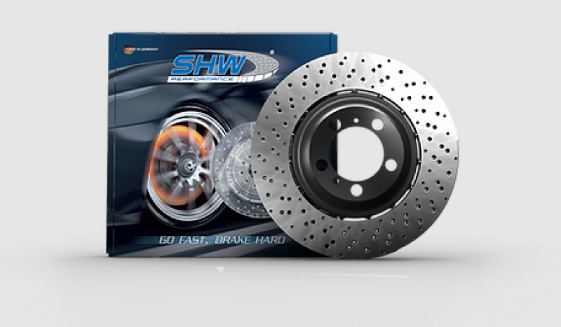 Load image into Gallery viewer, SHW 15-19 Ford Mustang Shelby GT350 (Up to 2/4/2019) Left Front Drilled LW Brake Rotor (FR3Z1125F)
