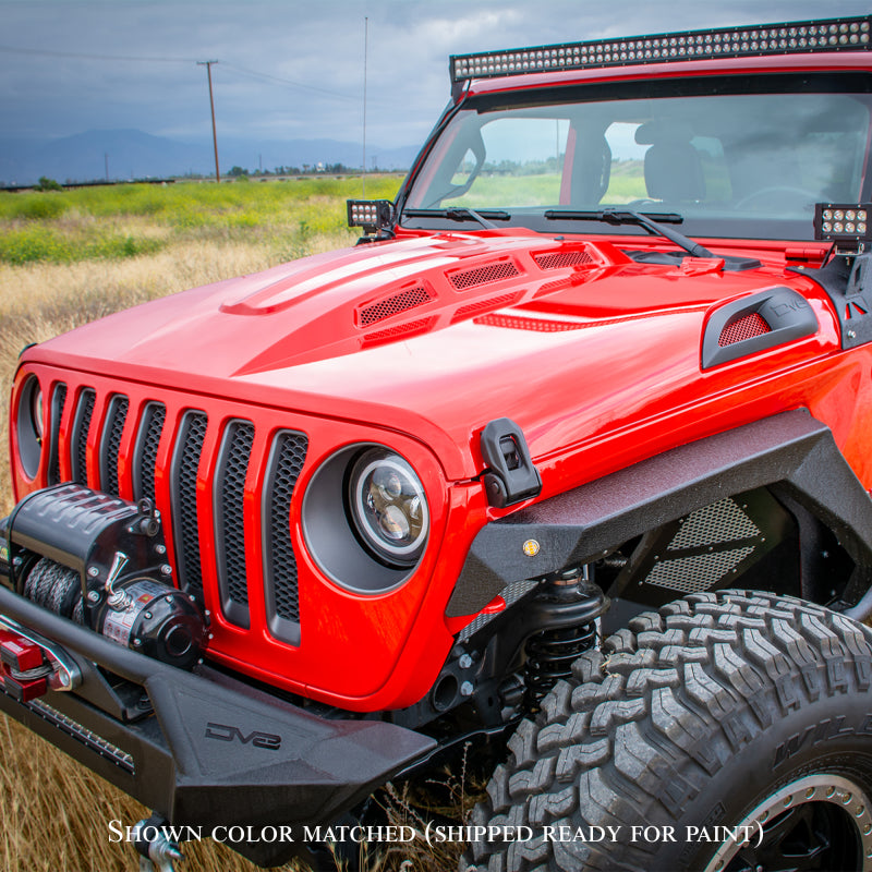Load image into Gallery viewer, DV8 Offroad 18+ Jeep JL Heat Dispersion Hood - Primer Black
