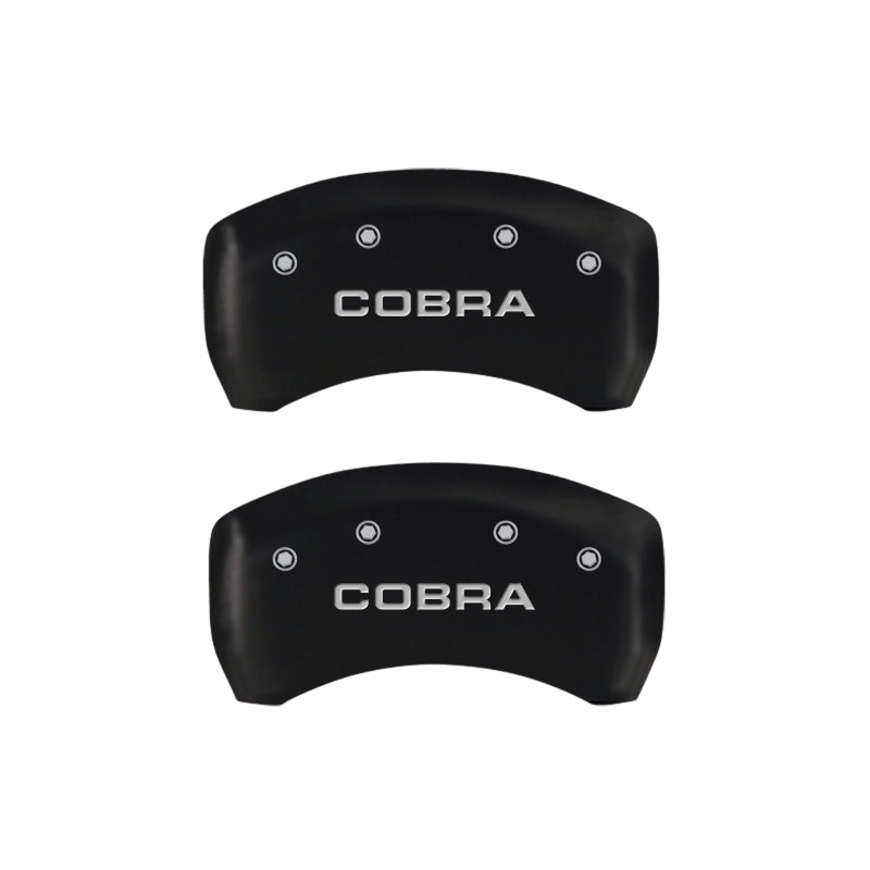 Load image into Gallery viewer, MGP Rear set 2 Caliper Covers Engraved Rear Cobra Red finish silver ch
