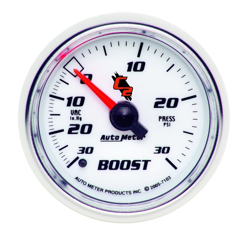 Load image into Gallery viewer, Autometer C2 52mm 30 PSI Mechanical Boost and Vacuum Gauge
