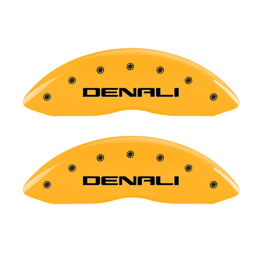 MGP 4 Caliper Covers Engraved Front & Rear Denali Yellow finish black ch