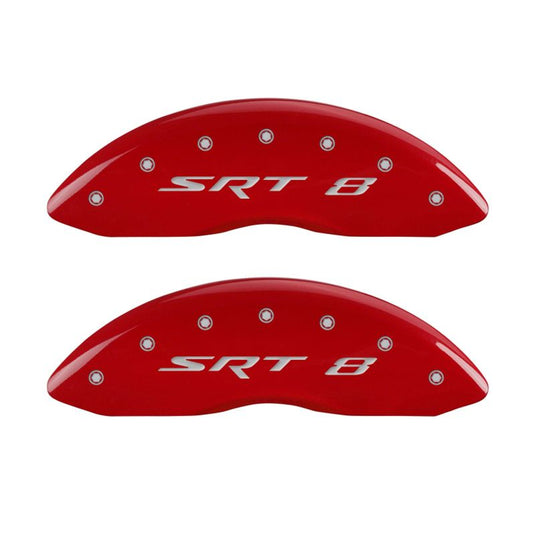 MGP 4 Caliper Covers Engraved Front & Rear SRT8 Red finish silver ch