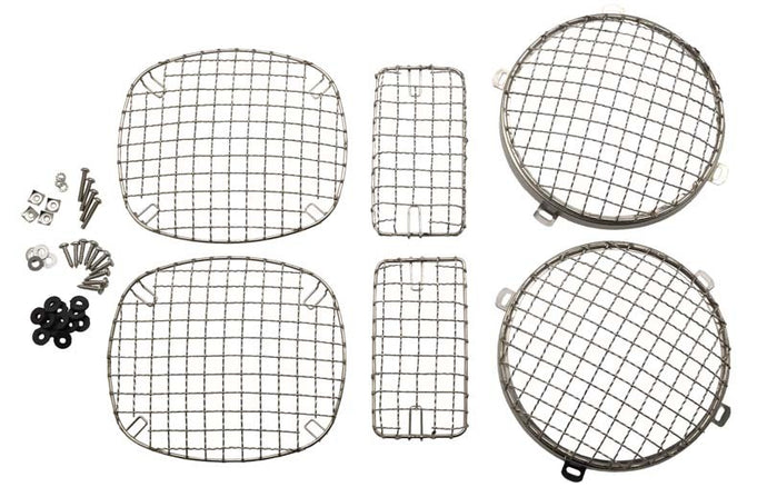 Kentrol 97-06 Jeep Wrangler TJ Wire Mesh Guard Set 6 Pieces - Polished Silver