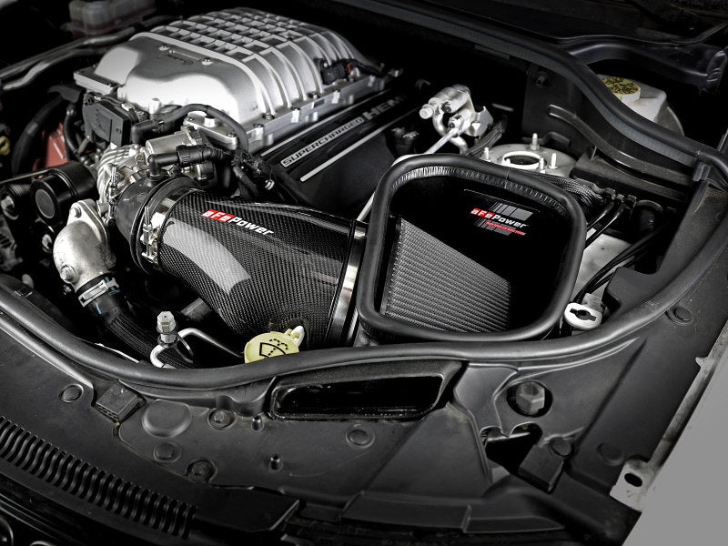 Load image into Gallery viewer, aFe Track Series Carbon Fiber Pro Dry S AIS - 2018 Jeep Grand Cherokee Trackhawk (WK2) V8-6.2L(SC)
