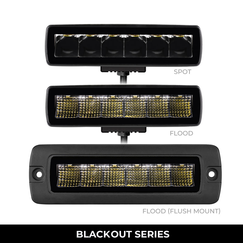 Load image into Gallery viewer, Go Rhino Xplor Blackout Series Sixline LED Flood Light Kit (Flush Mount) - Blk (Pair)
