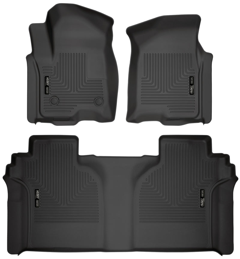 Load image into Gallery viewer, Husky Liners 19-23 Chevrolet Silverado 1500 Crew Cab WeatherBeater Blk Front &amp; 2nd Seat Floor Liners
