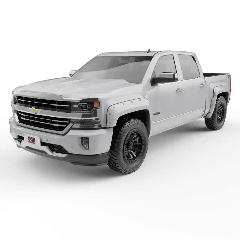 Load image into Gallery viewer, EGR 14+ Chev Silverado 5ft Bed Bolt-On Look Color Match Fender Flares - Set - Summit White
