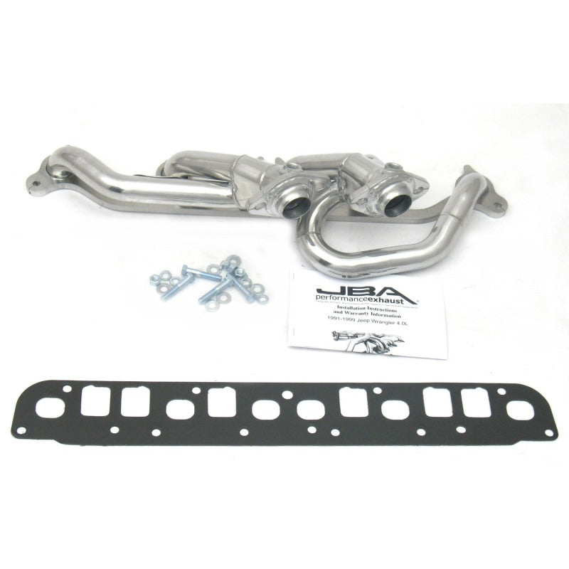 Load image into Gallery viewer, JBA 00-06 Jeep 4.0L 1-1/2in Primary Silver Ctd Cat4Ward Header
