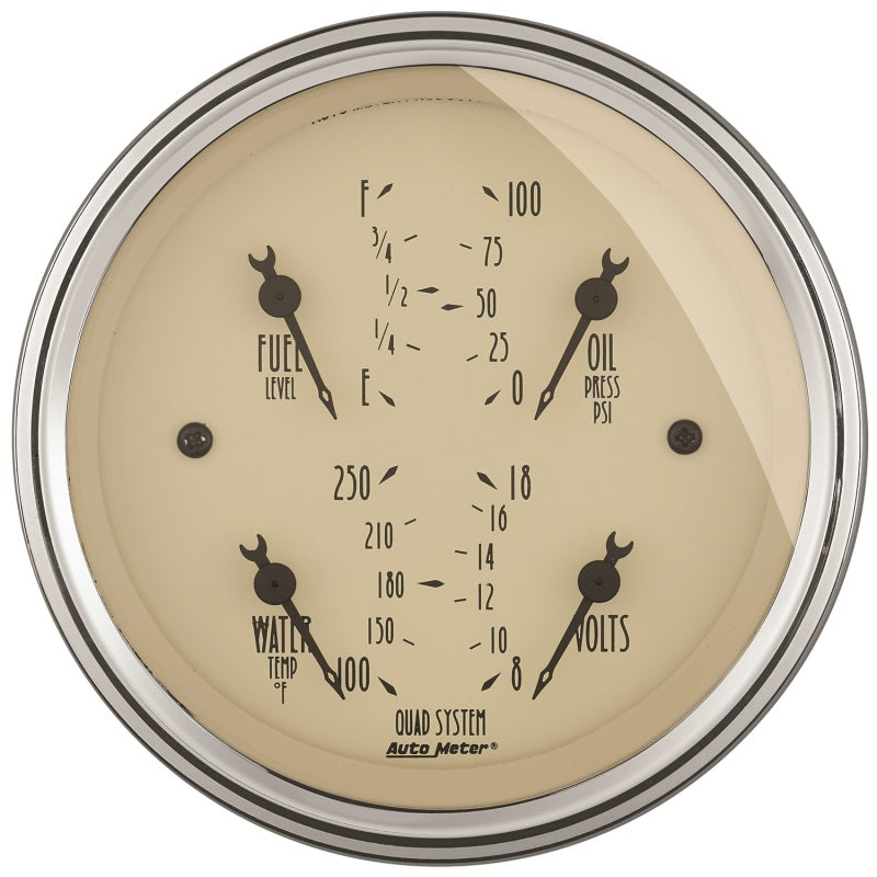 Load image into Gallery viewer, AutoMeter Gauge Kit 2 Pc. Quad &amp; Speedometer 3-3/8in. Antique Beige
