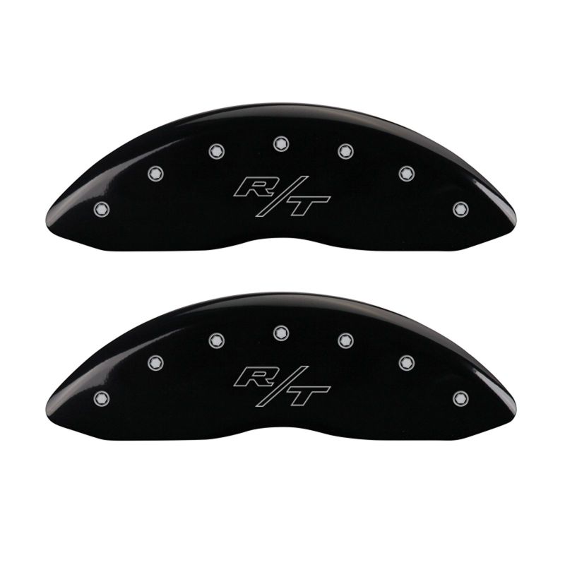 Load image into Gallery viewer, MGP 4 Caliper Covers Engraved Front &amp; Rear Vintage Style/RT Black finish silver ch
