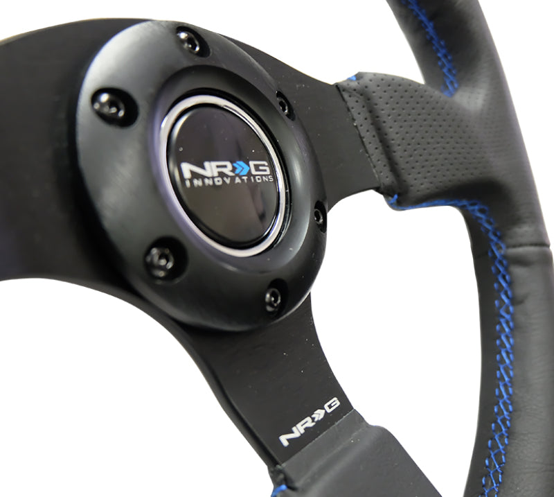 Load image into Gallery viewer, NRG Reinforced Steering Wheel (320mm) Black Leather w/Blue Stitching
