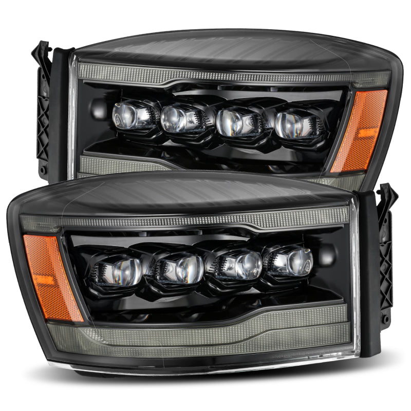 Load image into Gallery viewer, AlphaRex 06-08 Ram 1500HD NOVA LED Proj Headlights Plank Style Alpha Blk w/Seq Signal/DRL/Amber LED
