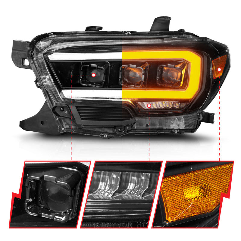 Load image into Gallery viewer, ANZO 16-22 Toyota Tacoma SR/SR5 ONLY Full LED Proj Headlights w/Light Bar Seq. Blk w/Initiation Lgt
