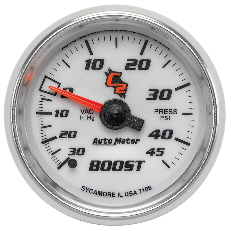 Load image into Gallery viewer, Autometer C2 52mm 30 In Hg-Vac/45 PSI Mechanical Vacuum/Boost Gauge

