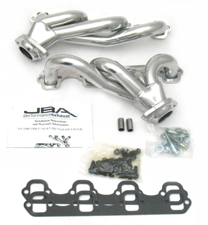 Load image into Gallery viewer, JBA 87-95 Ford F-150 5.0L SBF 1-1/2in Primary Silver Ctd Cat4Ward Header
