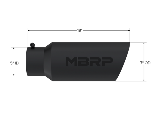 MBRP Universal Tip 7in O.D. Rolled End 5in inlet 18in length Black