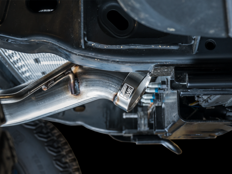 Load image into Gallery viewer, AWE Tuning 2021+ Ford Bronco 0FG Dual Rear Exit Exhaust w/Diamond Black Tips &amp; Bash Guard
