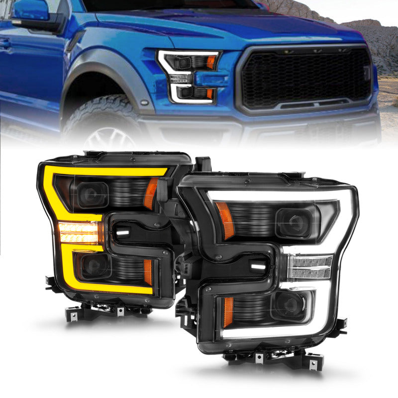 Load image into Gallery viewer, ANZO 15-17 Ford F-150 LED Projector Headlights - w/ Light Bar Switchback Black Housing
